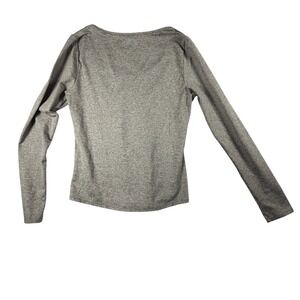 Ptula Long Sleeve Active Top Womens Medium Heather Grey Excellent Scoop Neck